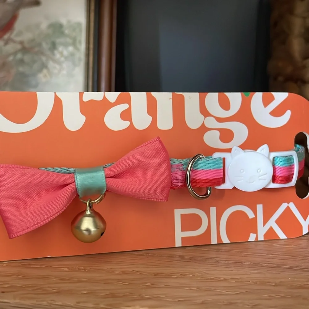 [ Picky Orange Kitty Cat Kitten Collar with Bell ]
